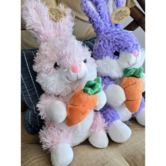 2~ Anico Easter Bunny Rabbit / Pink & Purple Holding Carrot ~  New w Tags - Picture 5 of 10